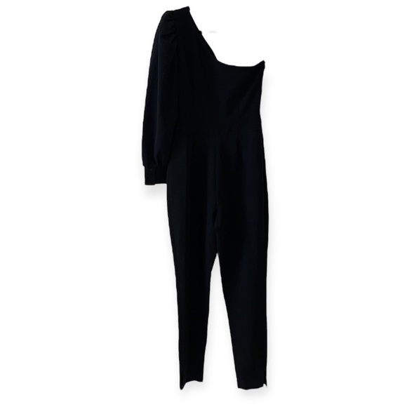 ZARA black One shoulder Puff Sleeves jumpsuit size Medium - Picture 9 of 16
